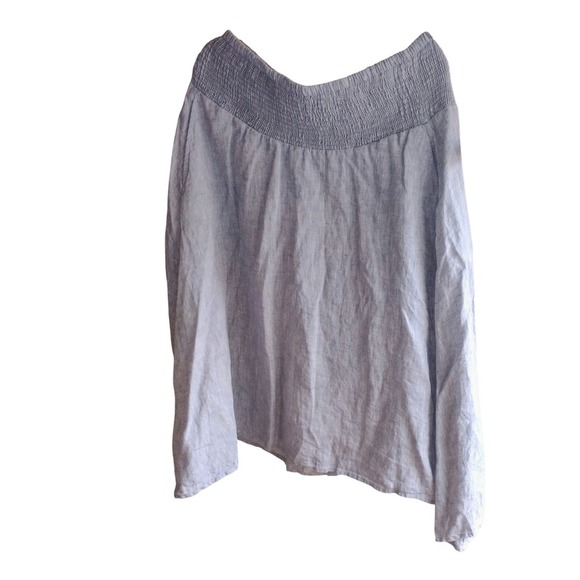 Eileen Fisher Linen Skirt Women's Smocked Waist A-Line Blue Medium M - Picture 1 of 7